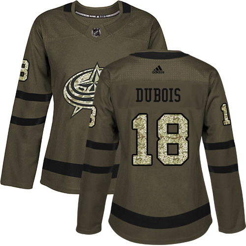 Adidas Blue Jackets #18 Pierre-Luc Dubois Green Salute to Service Women's Stitched NHL Jersey