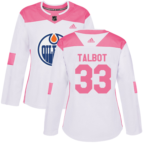 Adidas Oilers #33 Cam Talbot White/Pink Authentic Fashion Women's Stitched NHL Jersey