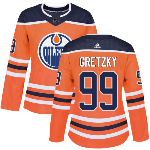 Adidas Oilers #99 Wayne Gretzky Orange Home Authentic Women's Stitched NHL Jersey