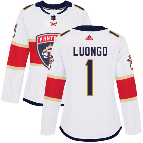 Adidas Panthers #1 Roberto Luongo White Road Authentic Women's Stitched NHL Jersey