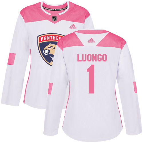 Adidas Panthers #1 Roberto Luongo White/Pink Authentic Fashion Women's Stitched NHL Jersey