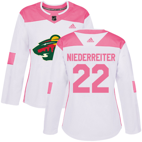Adidas Wild #22 Nino Niederreiter White/Pink Authentic Fashion Women's Stitched NHL Jersey