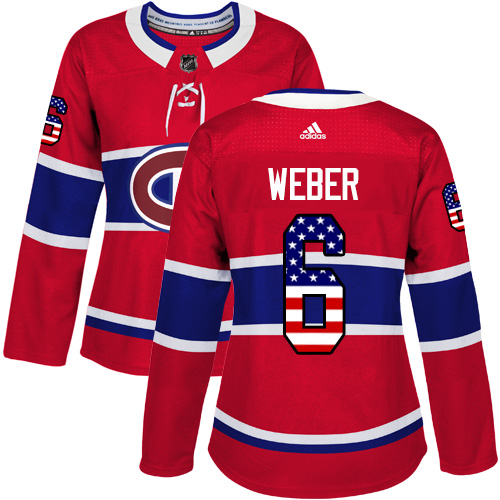 Adidas Canadiens #6 Shea Weber Red Home Authentic USA Flag Women's Stitched NHL Jersey Adidas Canadiens #6 Shea Weber Red Home Authentic USA Flag Women's Stitched NHL Jersey