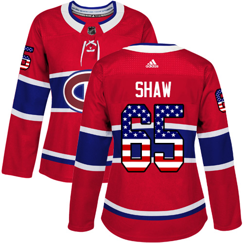 Adidas Canadiens #65 Andrew Shaw Red Home Authentic USA Flag Women's Stitched NHL Jersey Adidas Canadiens #65 Andrew Shaw Red Home Authentic USA Flag Women's Stitched NHL Jersey