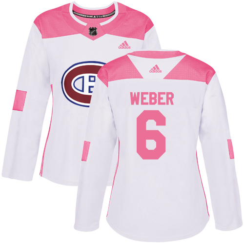 Adidas Canadiens #6 Shea Weber White/Pink Authentic Fashion Women's Stitched NHL Jersey