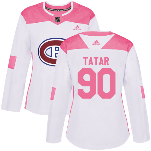 Adidas Canadiens #90 Tomas Tatar White/Pink Authentic Fashion Women's Stitched NHL Jersey
