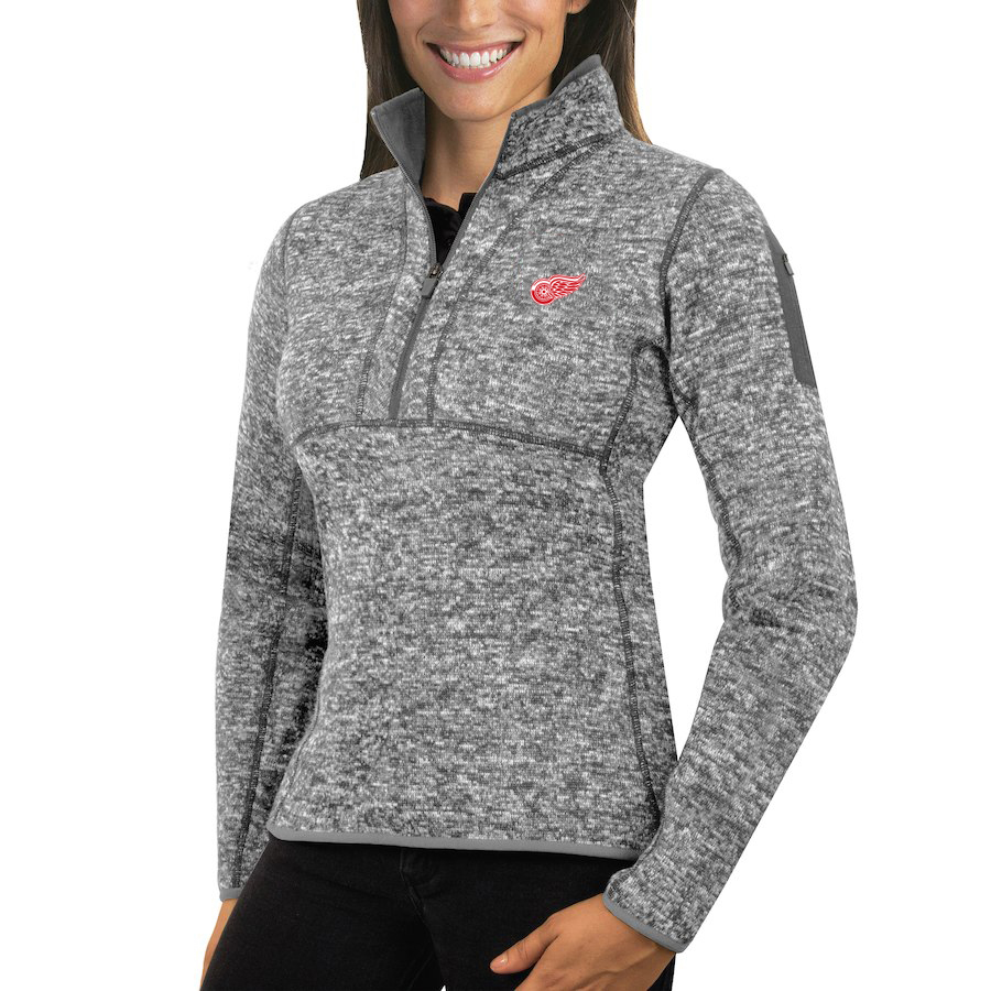 Detroit Red Wings Antigua Women's Fortune 1/2-Zip Pullover Sweater Black Detroit Red Wings Antigua Women's Fortune 1/2-Zip Pullover Sweater Black