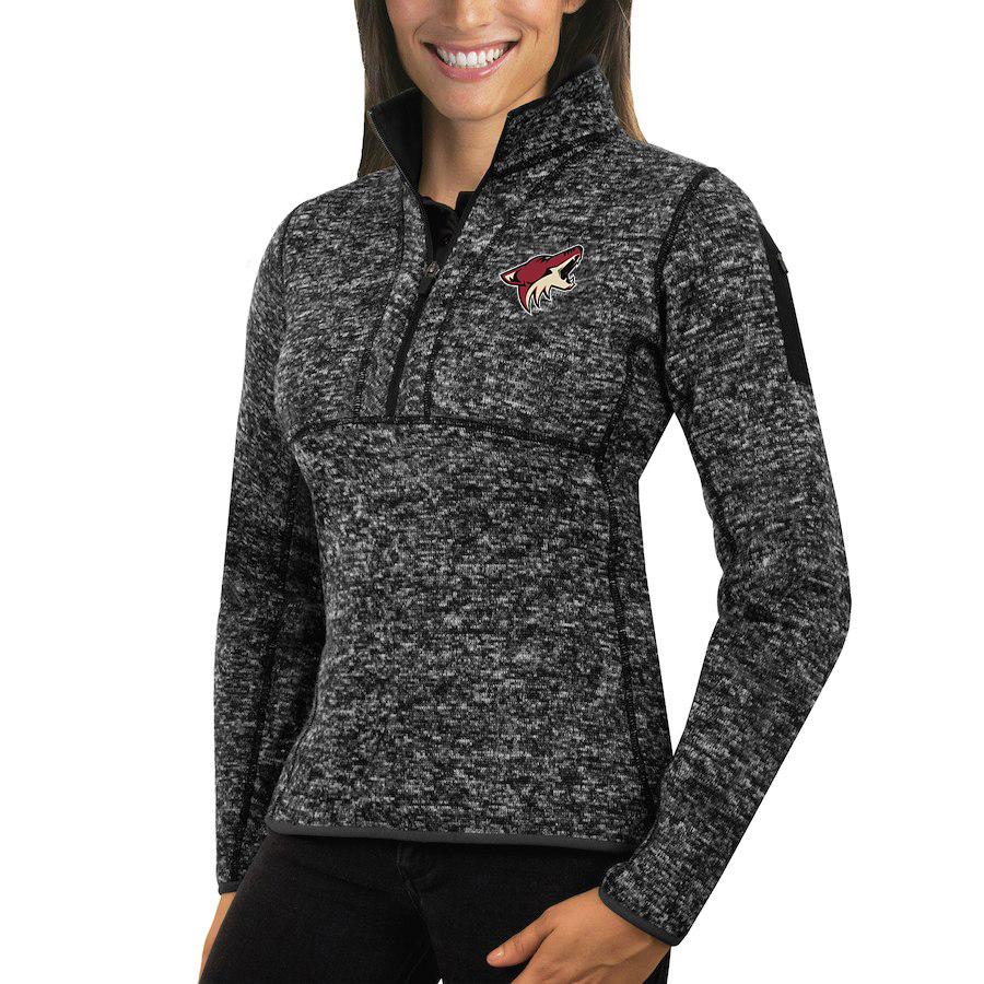 Arizona Coyotes Antigua Women's Fortune 1/2-Zip Pullover Sweater Charcoal Arizona Coyotes Antigua Women's Fortune 1/2-Zip Pullover Sweater Charcoal