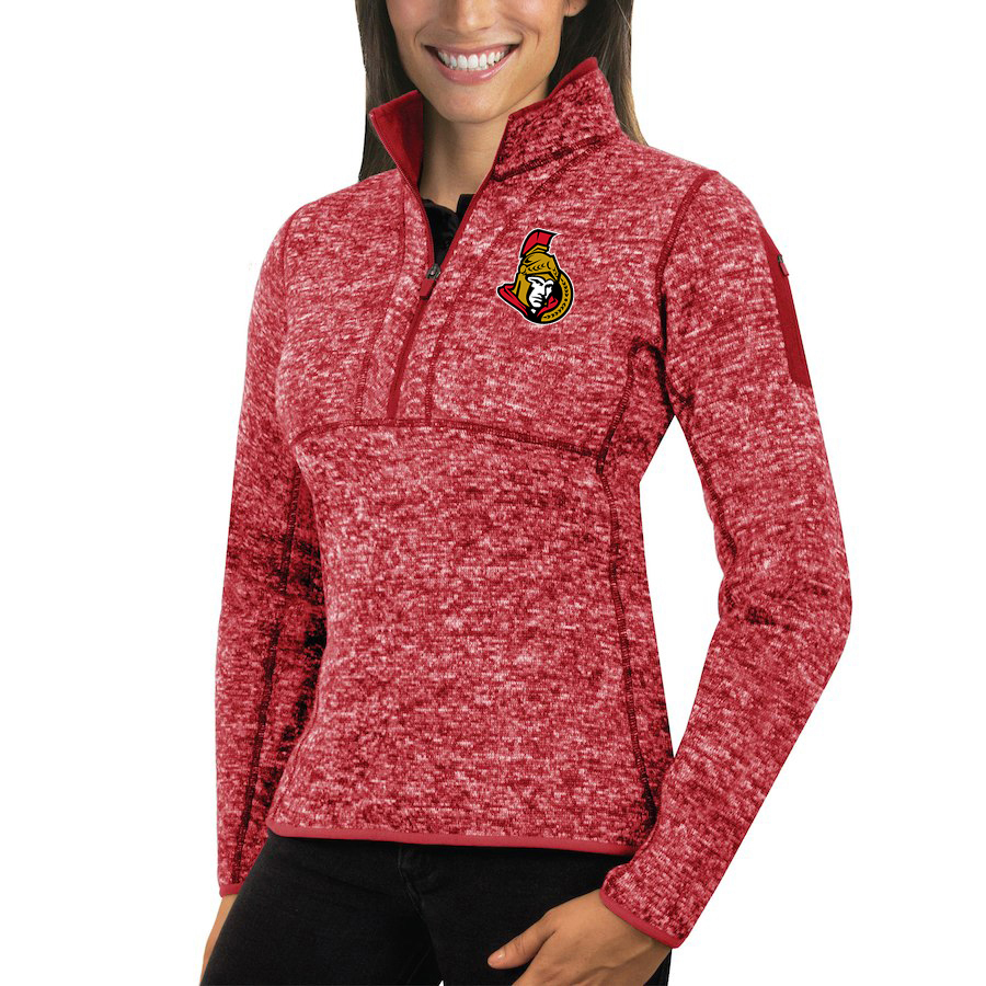 Ottawa Senators Antigua Women's Fortune 1/2-Zip Pullover Sweater Red Ottawa Senators Antigua Women's Fortune 1/2-Zip Pullover Sweater Red