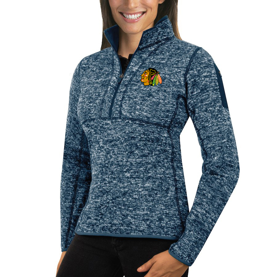 Chicago Blackhawks Antigua Women's Fortune 1/2-Zip Pullover Sweater Royal Chicago Blackhawks Antigua Women's Fortune 1/2-Zip Pullover Sweater Royal