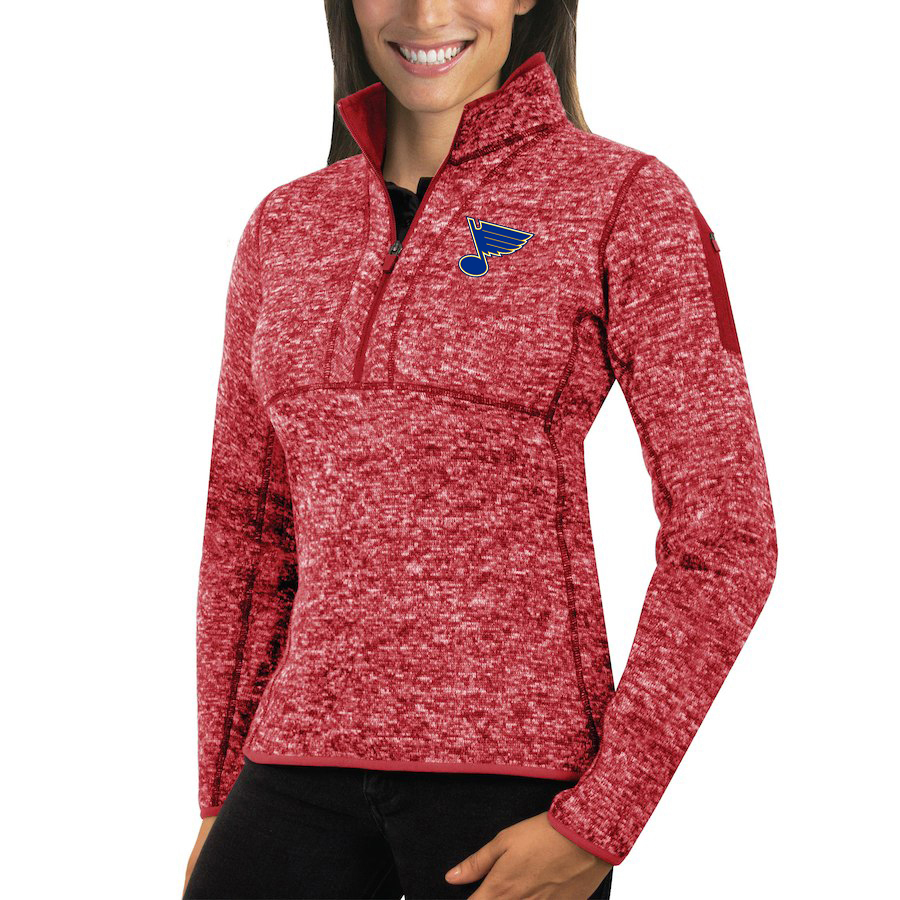 St. Louis Blues Antigua Women's Fortune 1/2-Zip Pullover Sweater Red St. Louis Blues Antigua Women's Fortune 1/2-Zip Pullover Sweater Red