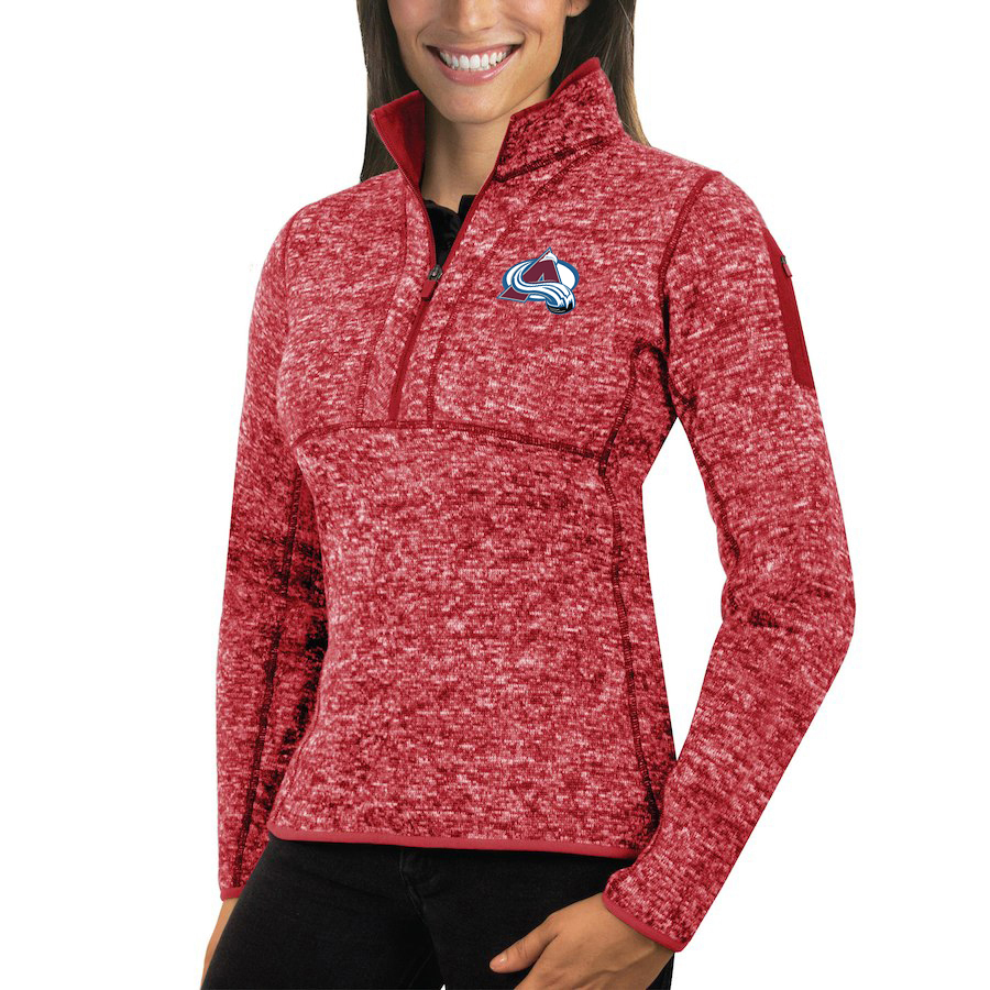 Colorado Avalanche Antigua Women's Fortune 1/2-Zip Pullover Sweater Red