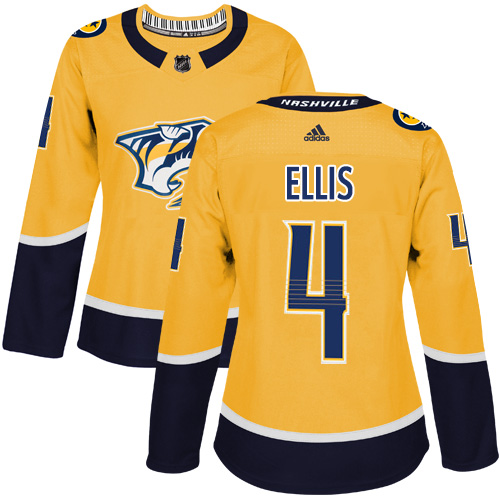 Adidas Predators #4 Ryan Ellis Yellow Home Authentic Women's Stitched NHL Jersey Adidas Predators #4 Ryan Ellis Yellow Home Authentic Women's Stitched NHL Jersey