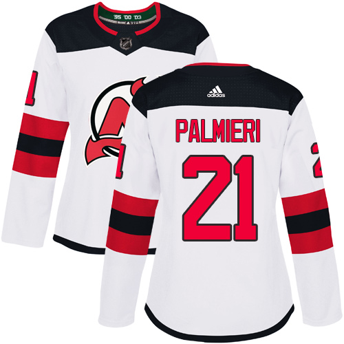 Adidas Devils #21 Kyle Palmieri White Road Authentic Women's Stitched NHL Jersey