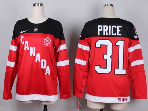 Team Canada #31 Carey Price Red 100th Anniversary Women's Stitched NHL Jersey