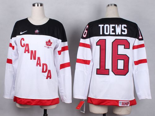 Team Canada #16 Jonathan Toews White 100th Anniversary Women's Stitched NHL Jersey