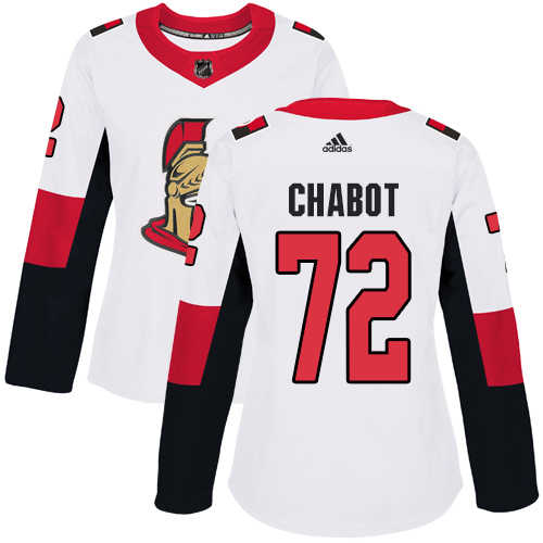 Adidas Senators #72 Thomas Chabot White Road Authentic Women's Stitched NHL Jersey