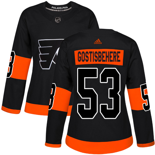 Adidas Flyers #53 Shayne Gostisbehere Black Alternate Authentic Women's Stitched NHL Jersey Adidas Flyers #53 Shayne Gostisbehere Black Alternate Authentic Women's Stitched NHL Jersey