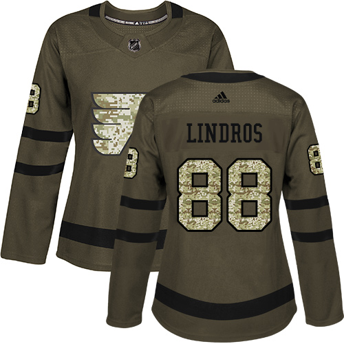 Adidas Flyers #88 Eric Lindros Green Salute to Service Women's Stitched NHL Jersey Adidas Flyers #88 Eric Lindros Green Salute to Service Women's Stitched NHL Jersey