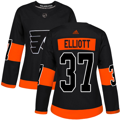 Adidas Flyers #37 Brian Elliott Black Alternate Authentic Women's Stitched NHL Jersey Adidas Flyers #37 Brian Elliott Black Alternate Authentic Women's Stitched NHL Jersey