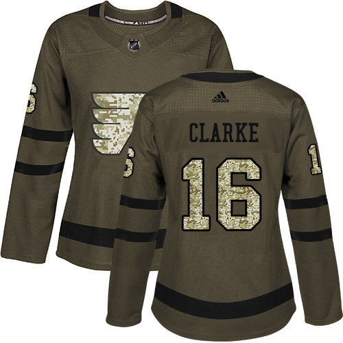 Adidas Flyers #16 Bobby Clarke Green Salute to Service Women's Stitched NHL Jersey Adidas Flyers #16 Bobby Clarke Green Salute to Service Women's Stitched NHL Jersey