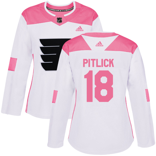 Adidas Flyers #18 Tyler Pitlick White/Pink Authentic Fashion Women's Stitched NHL Jersey