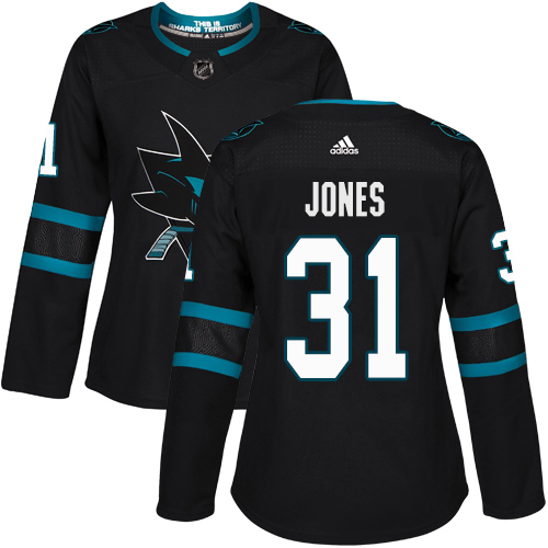 Adidas Sharks #31 Martin Jones Black Alternate Authentic Women's Stitched NHL Jersey
