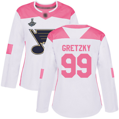 Adidas Blues #99 Wayne Gretzky White/Pink Authentic Fashion Stanley Cup Champions Women's Stitched NHL Jersey Adidas Blues #99 Wayne Gretzky White/Pink Authentic Fashion Stanley Cup Champions Women's Stitched NHL Jersey