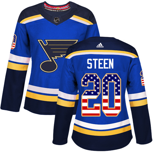 Adidas Blues #20 Alexander Steen Blue Home Authentic USA Flag Women's Stitched NHL Jersey Adidas Blues #20 Alexander Steen Blue Home Authentic USA Flag Women's Stitched NHL Jersey
