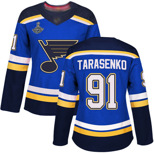Adidas Blues #91 Vladimir Tarasenko Blue Home Authentic Stanley Cup Champions Women's Stitched NHL Jersey Adidas Blues #91 Vladimir Tarasenko Blue Home Authentic Stanley Cup Champions Women's Stitched NHL Jersey