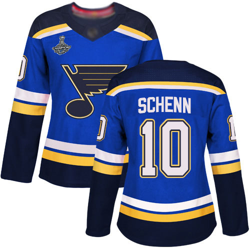 Adidas Blues #10 Brayden Schenn Blue Home Authentic Stanley Cup Champions Women's Stitched NHL Jersey