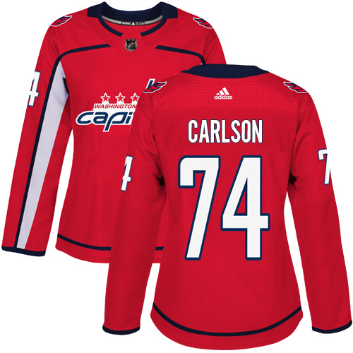 Adidas Capitals #74 John Carlson Red Home Authentic Women's Stitched NHL Jersey