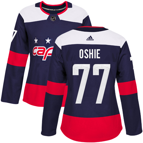 Adidas Capitals #77 T.J. Oshie Navy Authentic 2018 Stadium Series Women's Stitched NHL Jersey
