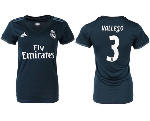 Women's Real Madrid #3 Vallejo Away Soccer Club Jersey