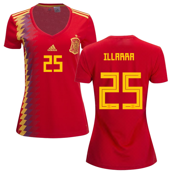 Women's Spain #25 Illarramendi Red Home Soccer Country Jersey Women's Spain #25 Illarramendi Red Home Soccer Country Jersey