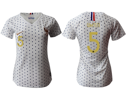 Women's France #5 Umtiti Away Soccer Country Jersey Women's France #5 Umtiti Away Soccer Country Jersey