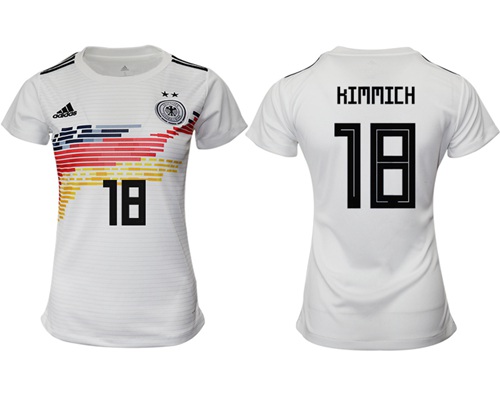 Women's Germany #18 Kimmich White Home Soccer Country Jersey Women's Germany #18 Kimmich White Home Soccer Country Jersey
