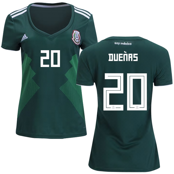 Women's Mexico #20 Duenas Home Soccer Country Jersey Women's Mexico #20 Duenas Home Soccer Country Jersey