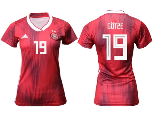 Women's Germany #19 Gotze Away Soccer Country Jersey