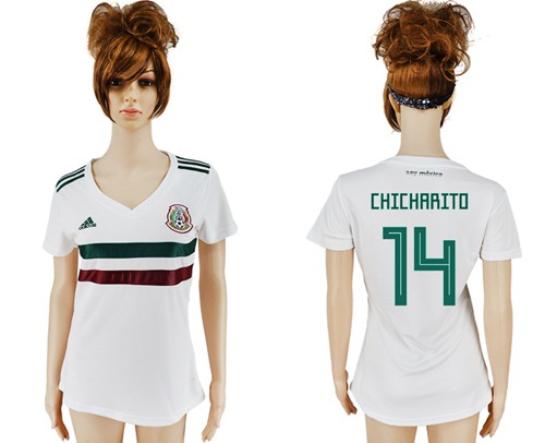 Women's Mexico #14 Chicharito Away Soccer Country Jersey Women's Mexico #14 Chicharito Away Soccer Country Jersey