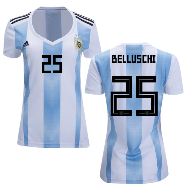 Women's Argentina #25 Belluschi Home Soccer Country Jersey Women's Argentina #25 Belluschi Home Soccer Country Jersey