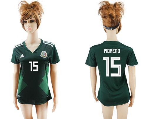 Women's Mexico #15 H.Moreno Home Soccer Country Jersey