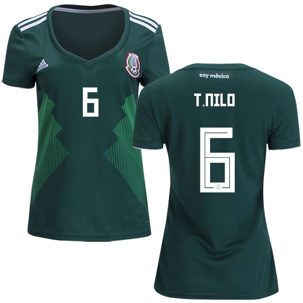 Women's Mexico #6 T.Nilo Home Soccer Country Jersey Women's Mexico #6 T.Nilo Home Soccer Country Jersey
