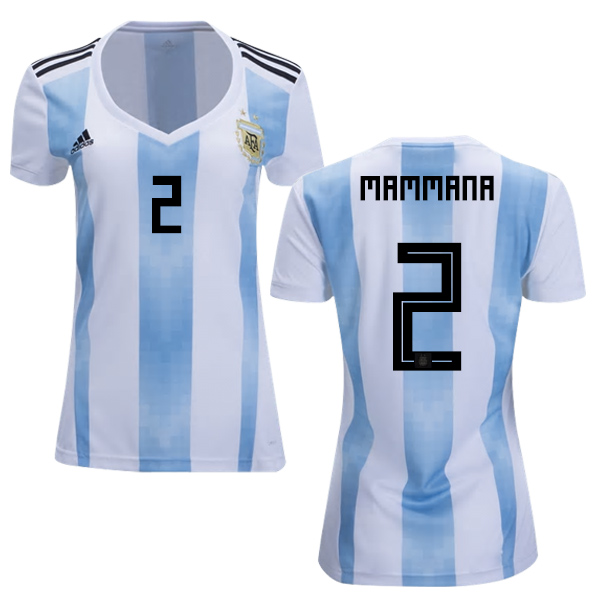 Women's Argentina #2 Mammana Home Soccer Country Jersey Women's Argentina #2 Mammana Home Soccer Country Jersey
