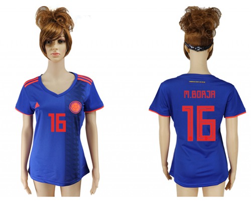 Women's Colombia #16 M.Borja Away Soccer Country Jersey Women's Colombia #16 M.Borja Away Soccer Country Jersey
