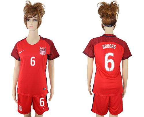 Women's USA #6 Brooks Away Soccer Country Jersey