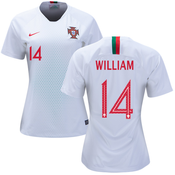 Women's Portugal #14 William Away Soccer Country Jersey