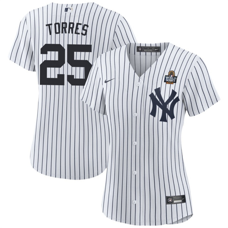 Women's New York Yankees #25 Gleyber Torres White 2024 World Series Cool Base Stitched Baseball Jersey(Run Small) Women's New York Yankees #25 Gleyber Torres White 2024 World Series Cool Base Stitched Baseball Jersey(Run Small)