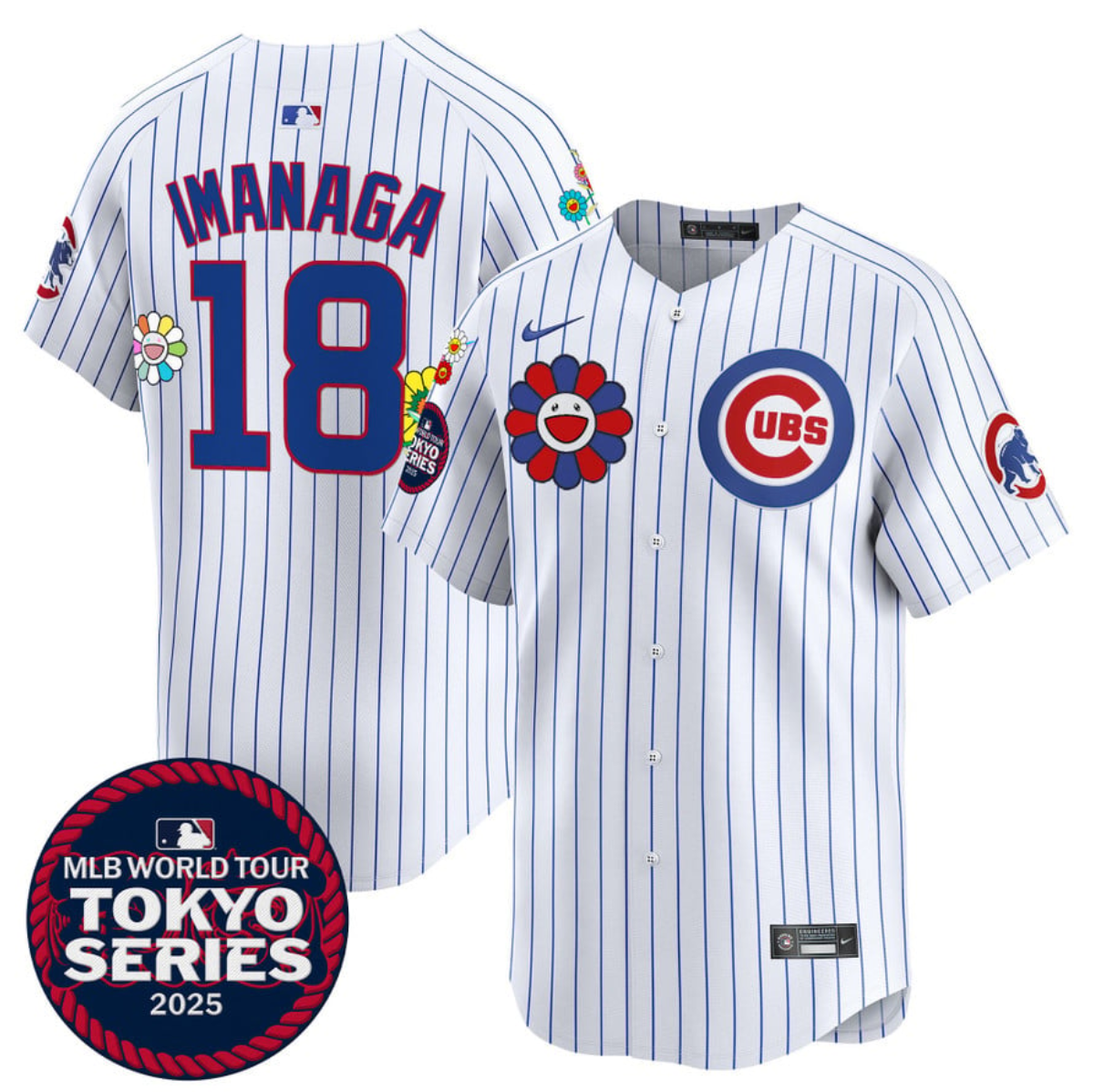 Youth Chicago Cubs #18 今永昇太 White 2025 Tokyo Series Limited Stitched Baseball Jersey