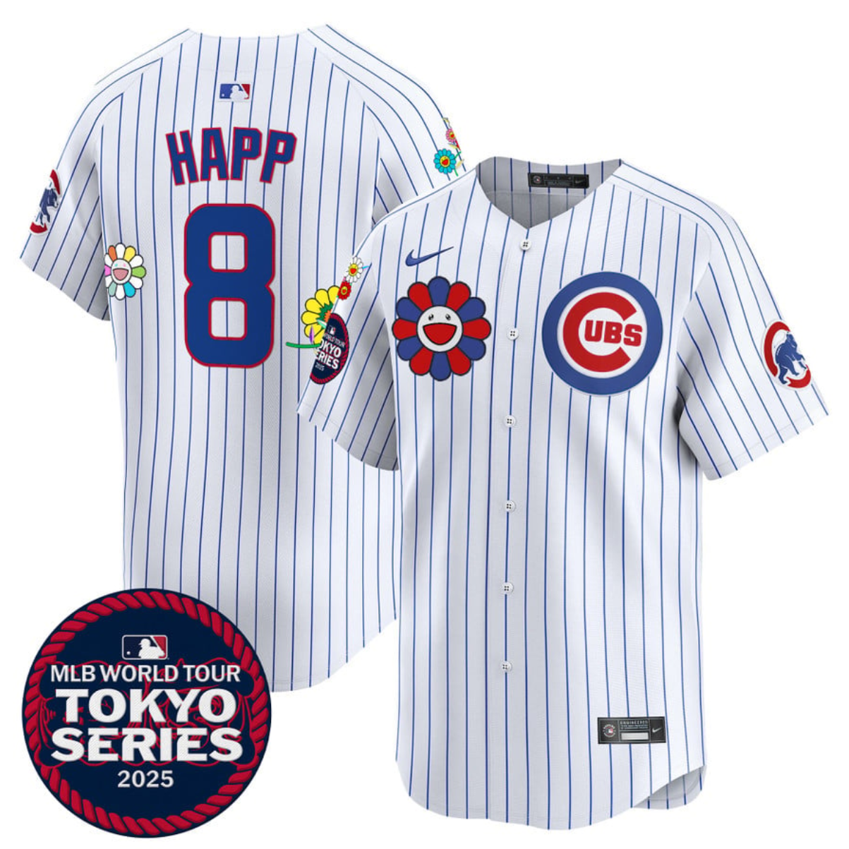 Youth Chicago Cubs #8 Ian Happ White 2025 Tokyo Series Limited Stitched Baseball Jersey Youth Chicago Cubs #8 Ian Happ White 2025 Tokyo Series Limited Stitched Baseball Jersey